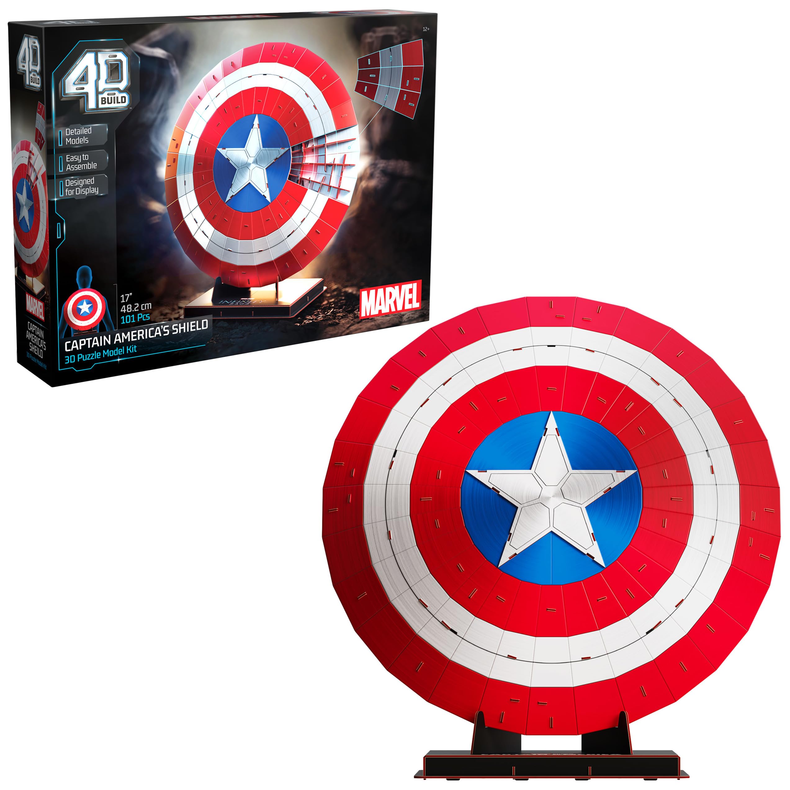 Amazon.com: 4D Build, Marvel Captain America Shield 3D Model Kit