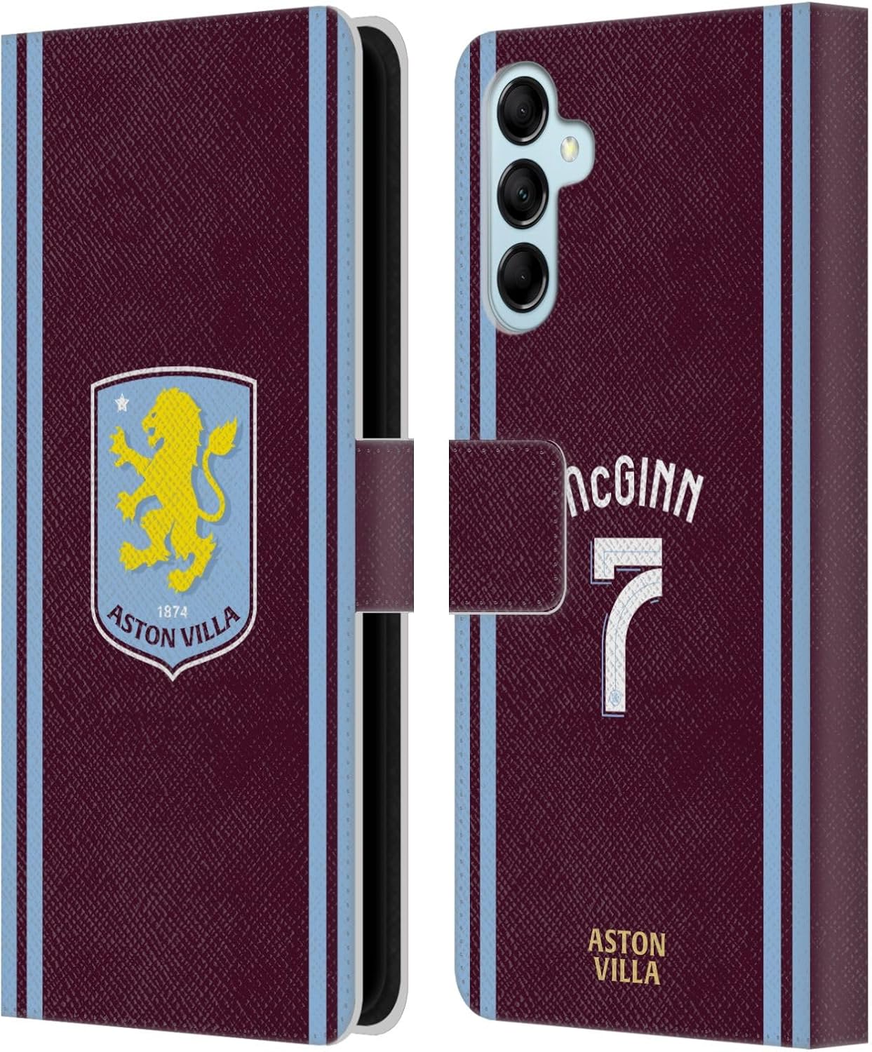 Head Case Designs Officially Licensed Aston Villa Football Club John McGinn 2024/25 Crest Player Kit Leather Book Wallet Case Cover Compatible with Samsung Galaxy M14 5G