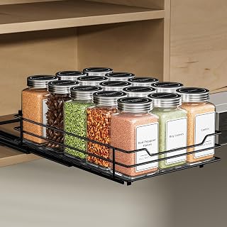 Extendable Cabinet Spice Rack, Spice Rack, Heavy Duty Rail Spice | Fits for standard cabinets, smooth sliding, quality metal, wide use, cabinet spice rack