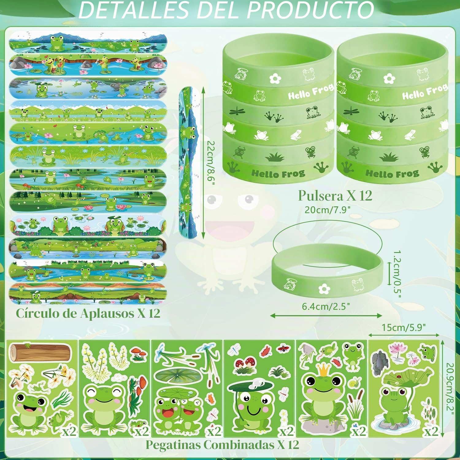 Suministros favoritos para fiestas de rana, incluye bolsas de regalo, pegatinas, insignias, pulseras, suministros para fiestas de cumpleaños infantiles