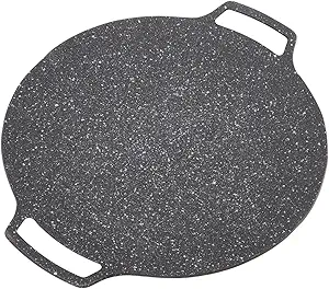 Korean Grill Pan,14.17inch Nonstick Round Griddle Grill Pan for Korean BBQ,Round BBQ Griddle with Handle,Multifunctional Stove Plate for Meats, Pancakes, Ribs