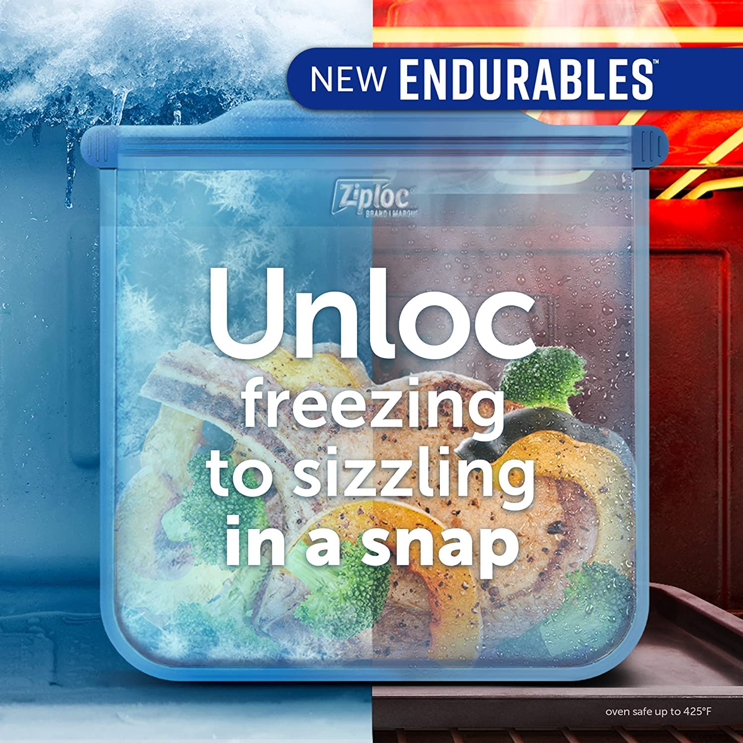 Ziploc Trwałe etui średniej wielkości, 473 ml, silikon wielokrotnego użytku, z zamrażarki, do piekarnika, na stół