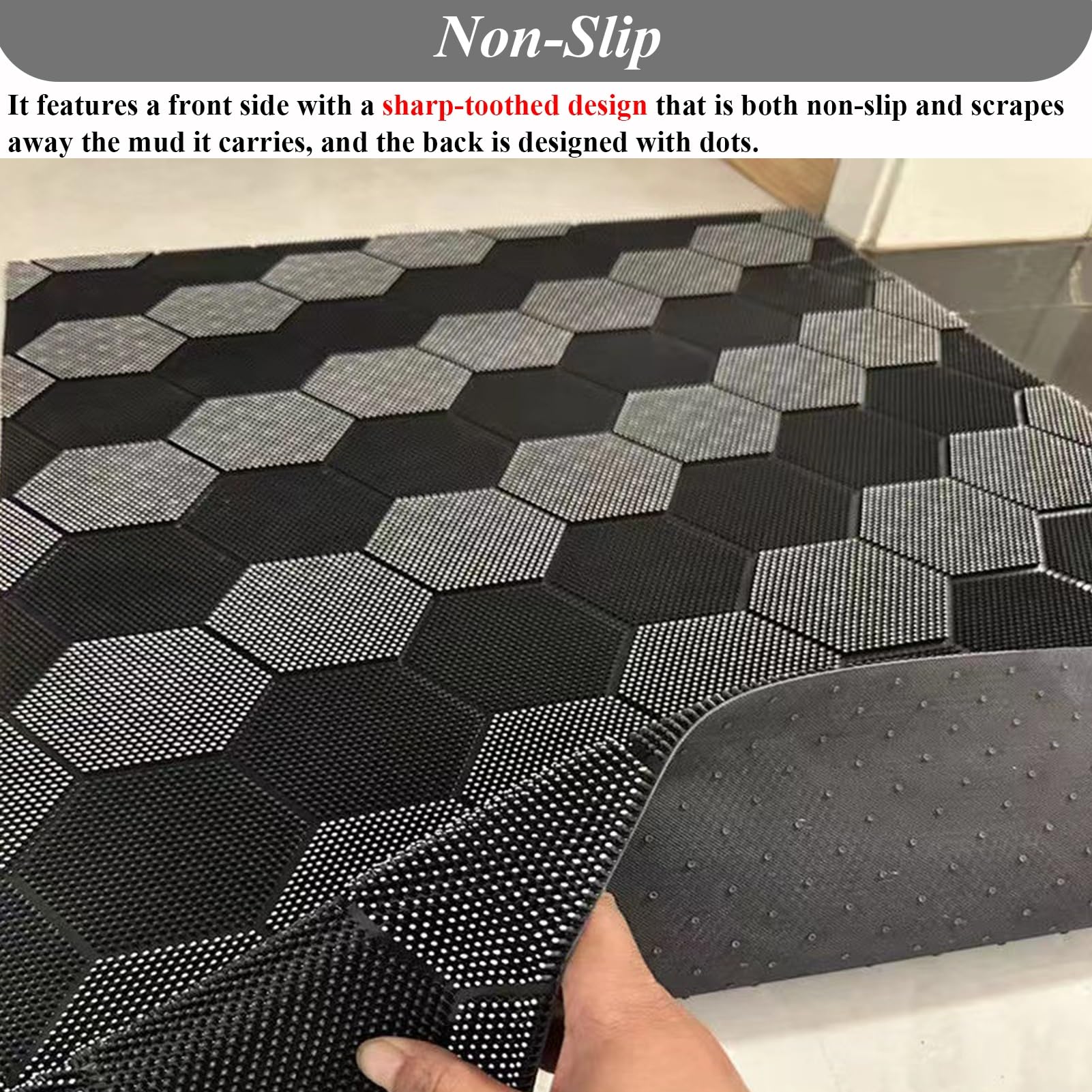 Gummimatte 0,6/ 0,9/ 1,2m Breite, Individuell Anpassbare Antirutschmatten, Gummimatten mit Einzigartigem Musterdesign, Verhindern das Eindringen von Schmutz in Ihr Zuhause, Garagenbodenrolle(Black,90x