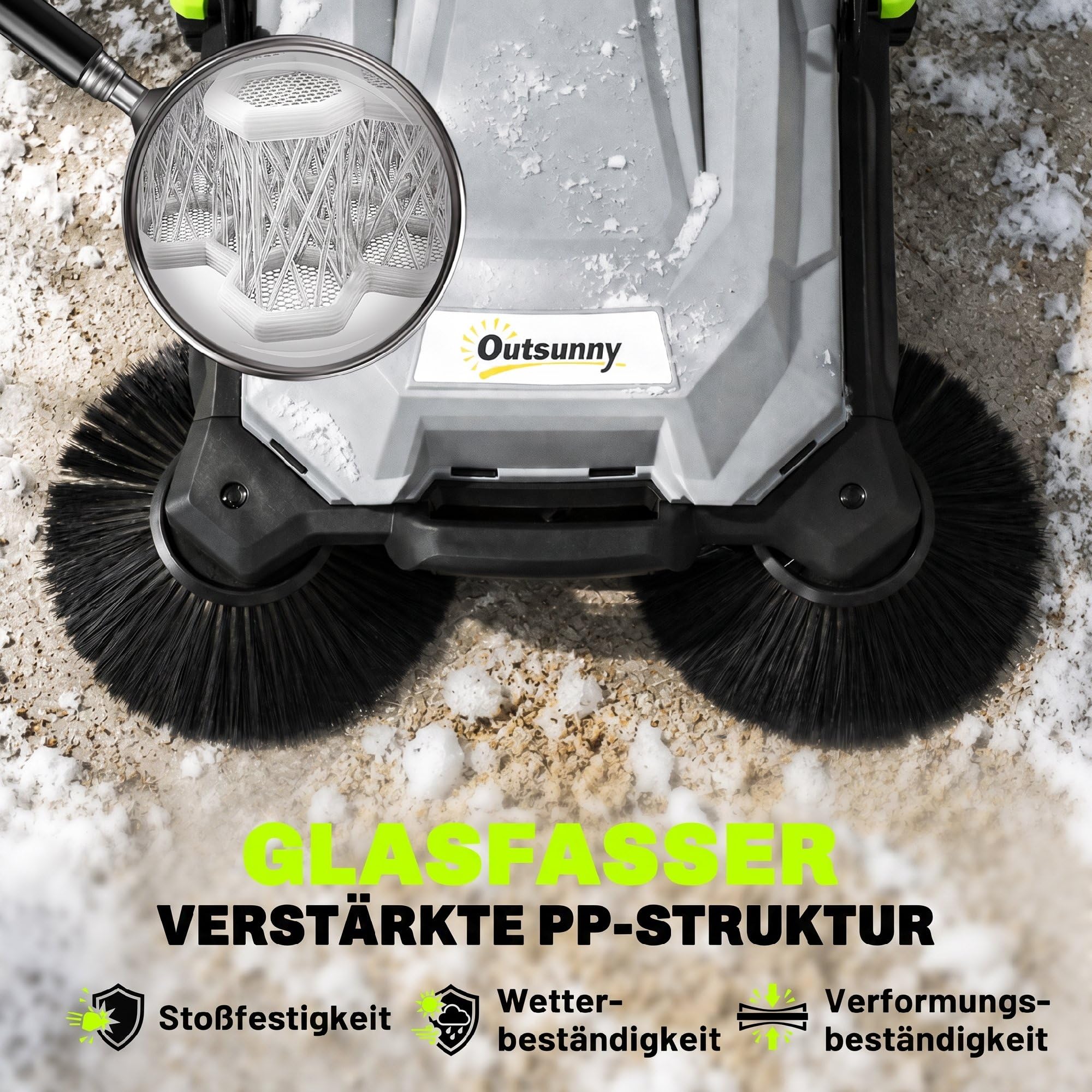Outsunny Kehrmaschine manuell 68 cm Kehrbreite 24 L Schmutzbehälter