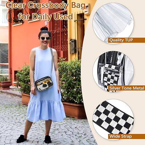 Miniatura 10 de BOSTANTEN Monederos transparentes para mujer, bolsas transparentes aprobadas para estadios, pequeños bolsos cruzados de moda para conciertos y
