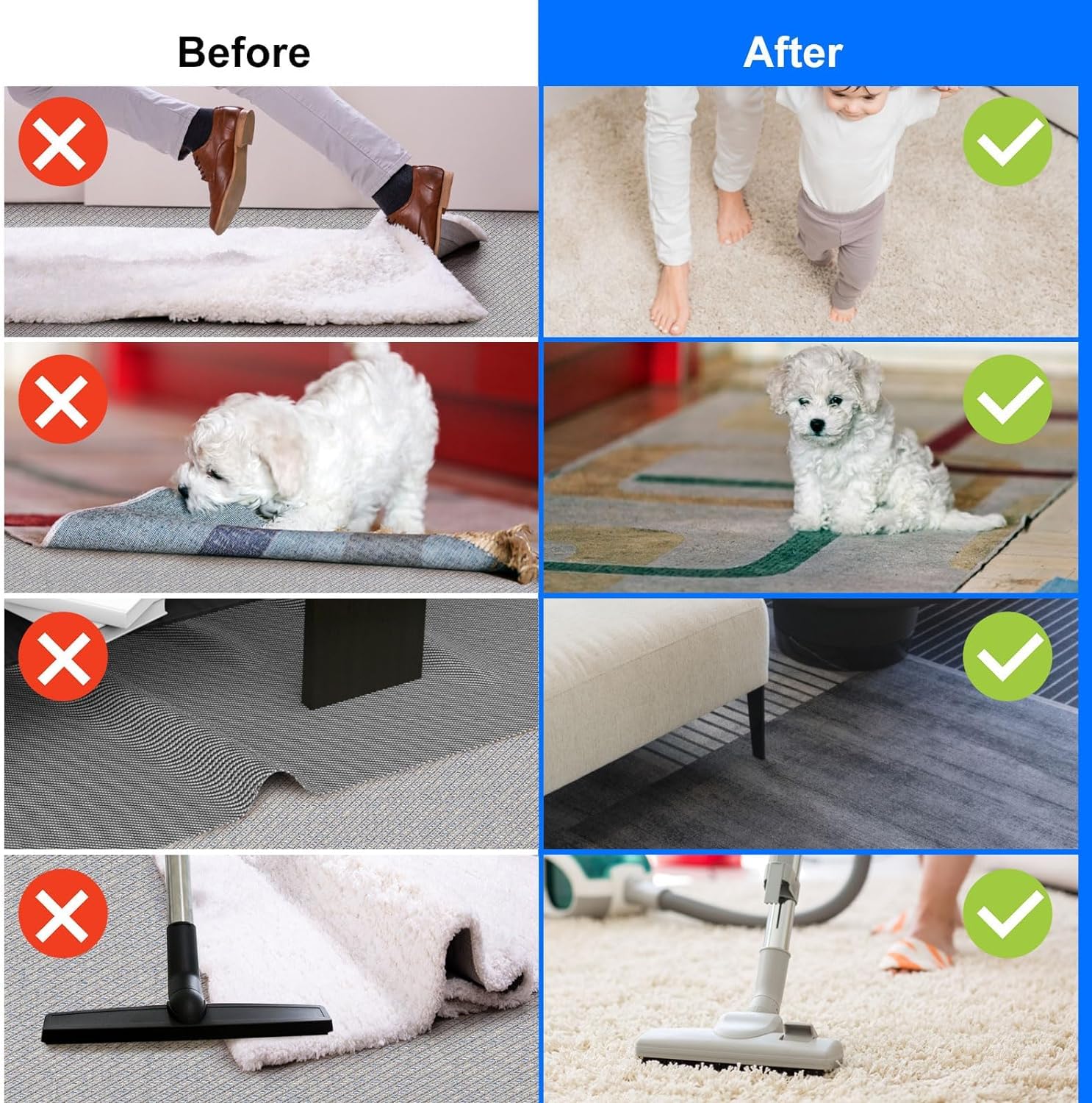 Kadrama 16 Pack Rug Grippers from Rug to Carpet - Image 4