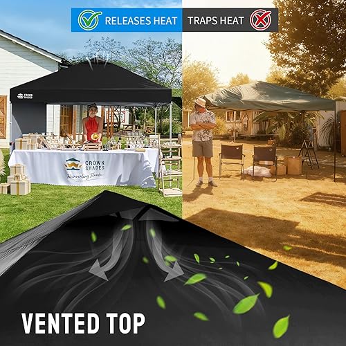 Miniatura 34 de CROWN SHADES - Toldo desplegable de 10 x 10 pies con 1 pared lateral, tienda de campaña de playa que se arma con solo presionar un botón, glorieta