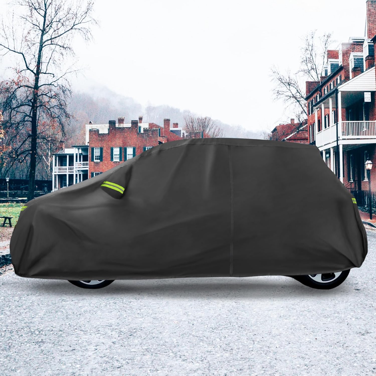 uxcell for Fiat 500 2007-2022 Cover Waterproof Car Cover Outdoor Full Car Cover All Weather Protection Rain Sun Protection with Zipper Black