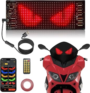 Programmable LED Car Sign,1PCS 6.81in*2.75in LED Eyes for Motorcycle Windshield,Custom Text & Animation Light Signs for Store Car Hotel Event Festival