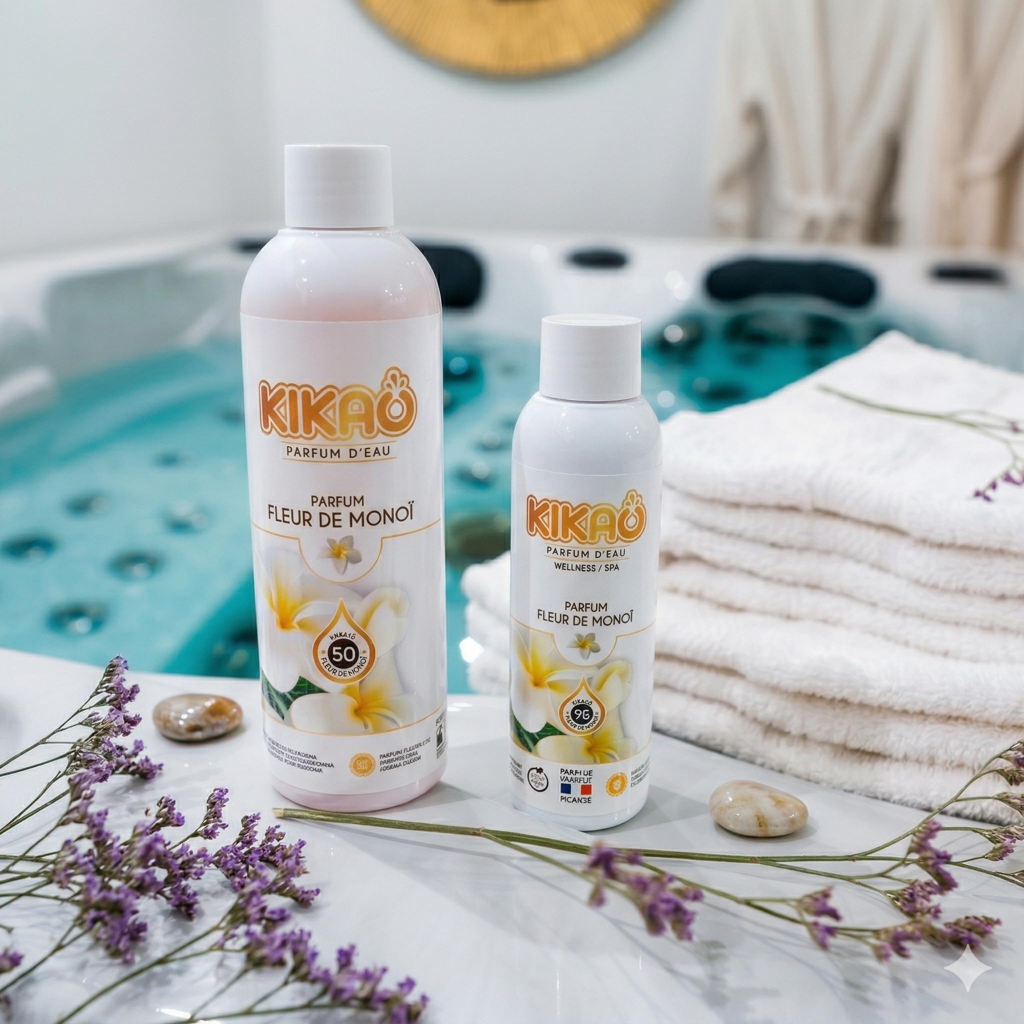 KIKAO Parfum Spa et Piscine - Fleur de Monoï - Tiaré - Senteur Solaire et Exotique - Ambiance Vacances et Détente - Fabriqué en France - 250g