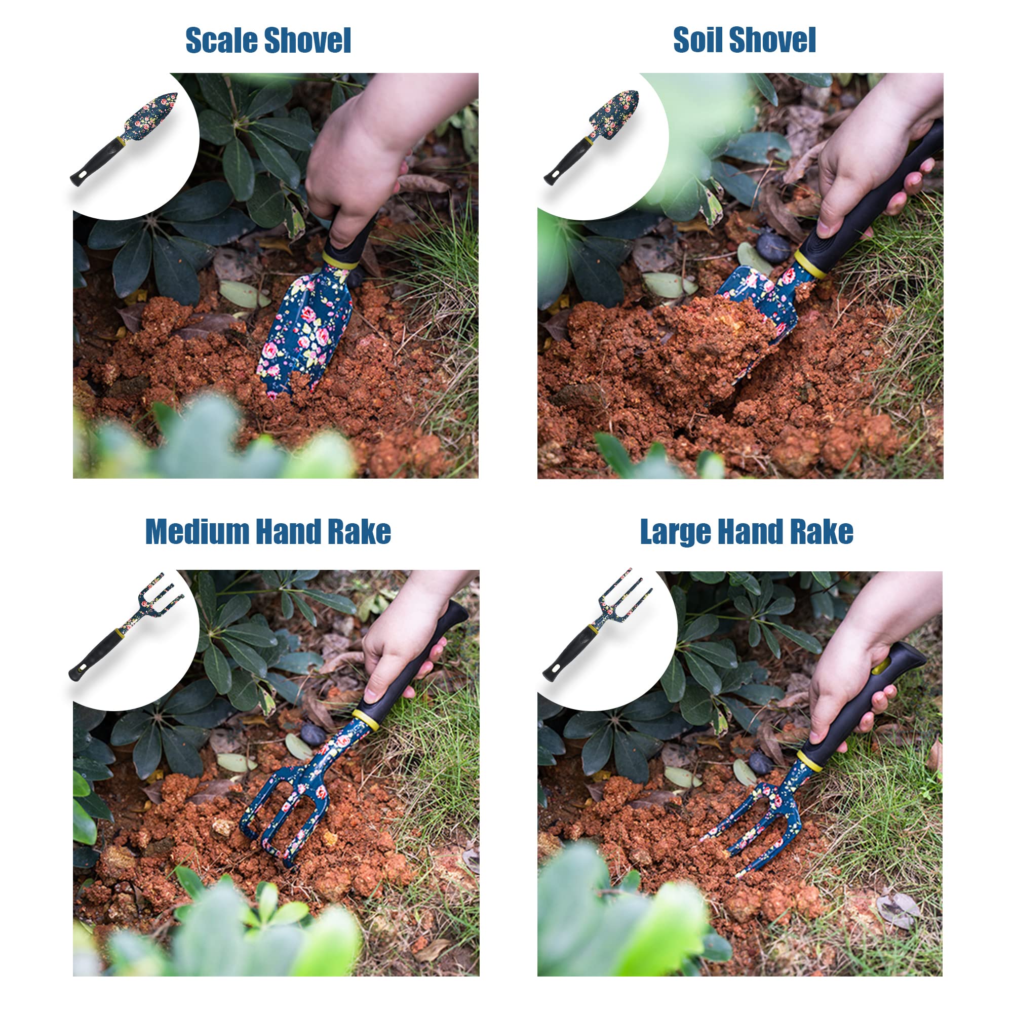 Juego de herramientas de jardín, 25 herramientas de jardín florales resistentes, kit de jardinería de aluminio a prueba de óxido con pala de jardín, pala, podadora, guantes, regalo ideal de