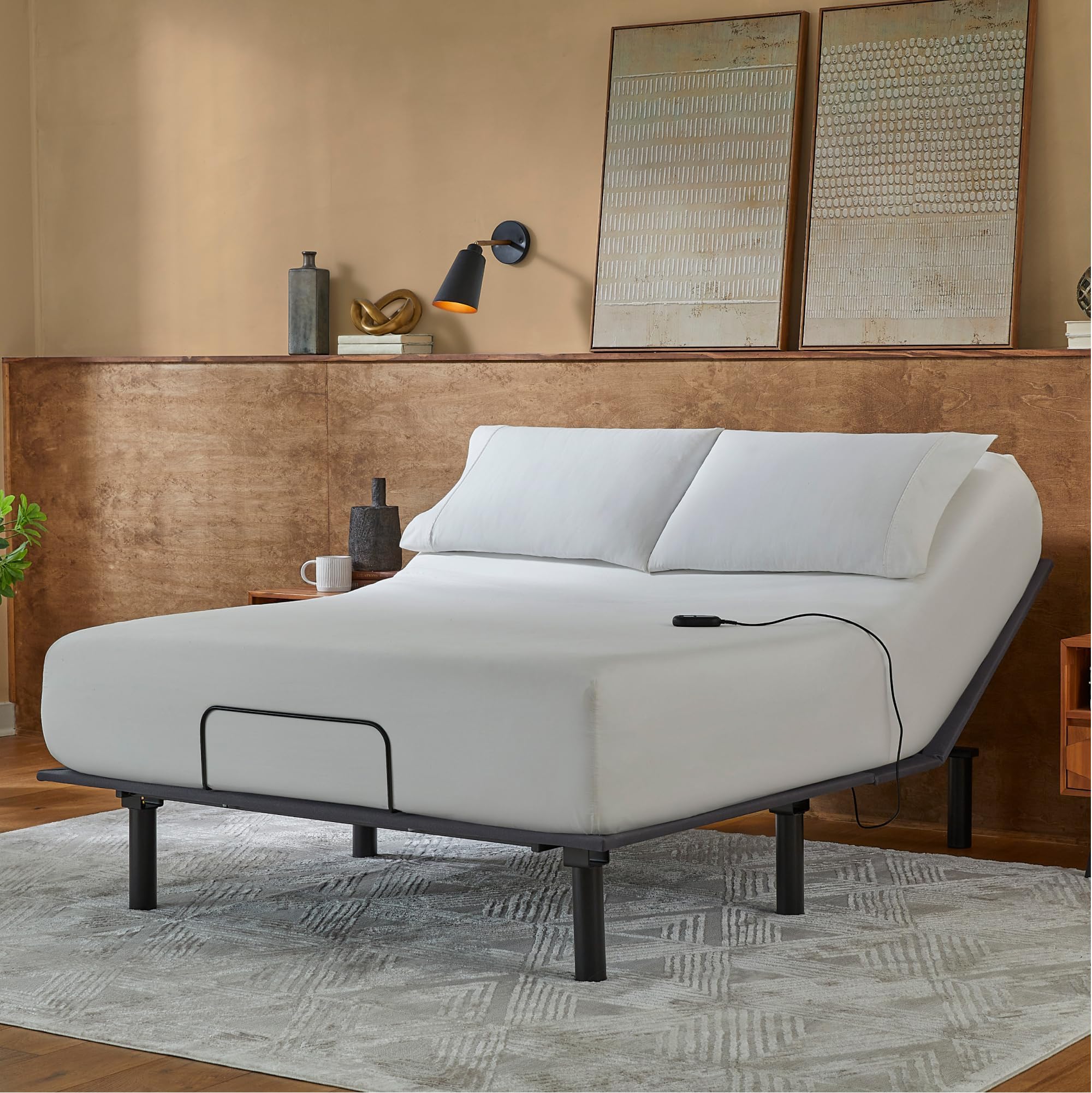 Serta baselogic Level 1 Adjustable Base Bed Frame - Queen - Head Adjustability, Wired Remote, Removable Legs for Zero-Clearance Design, and Foldable for Convenient Mobility and Storage