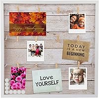 Houseables 20x20 Magnetic Photo Collage Board - Polaroid Wall Display with Clips, Strings & Magnets for Bedroom Dorm Decor Memories