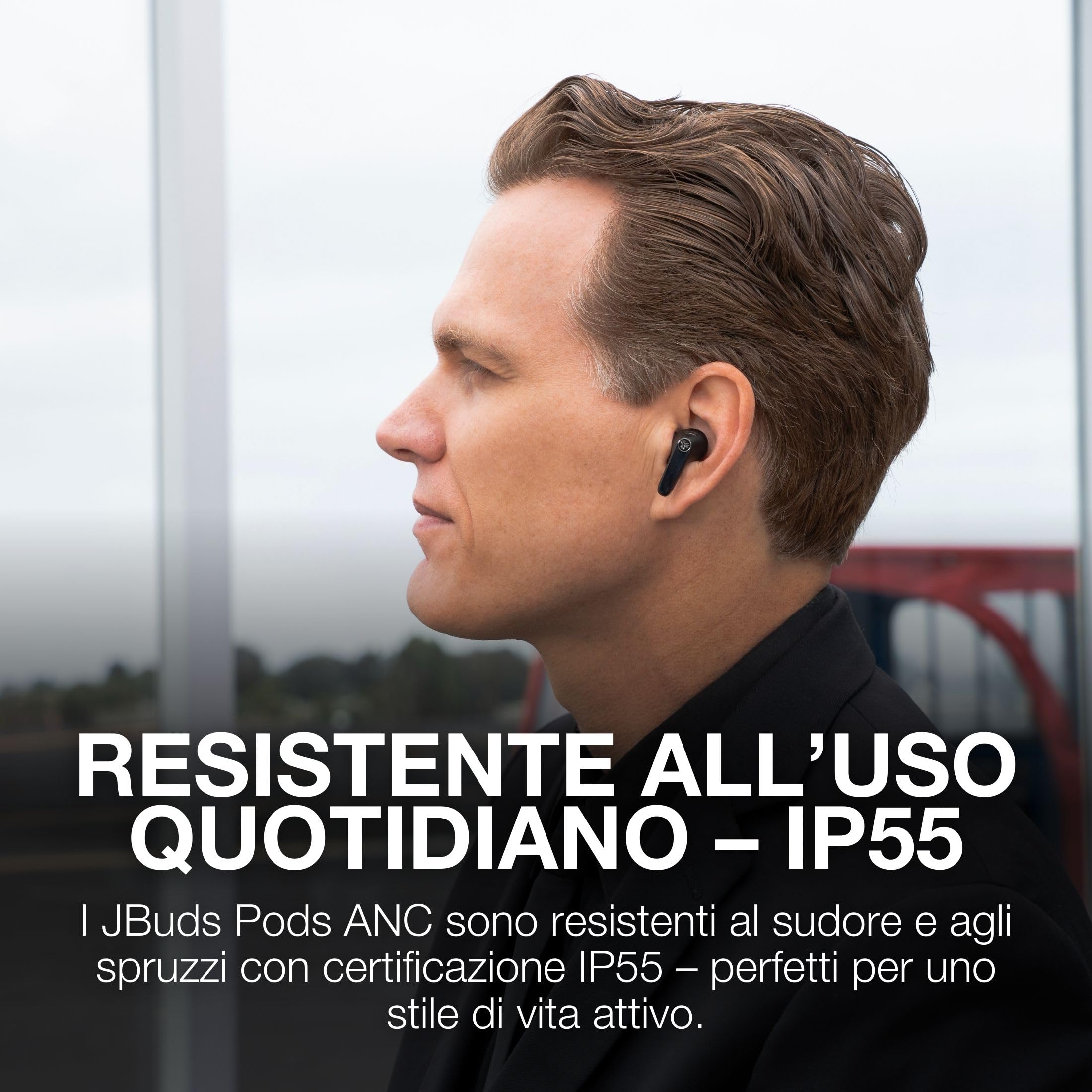 JLab JBuds Pods ANC Cuffie Wireless Bluetooth - Auricolari Bluetooth con Cancellazione Rumore, 56+ Ore Autonomia, True Wireless, IP55 Resistenti Sudore, Audio Personalizzabile, Controllo App, Nero