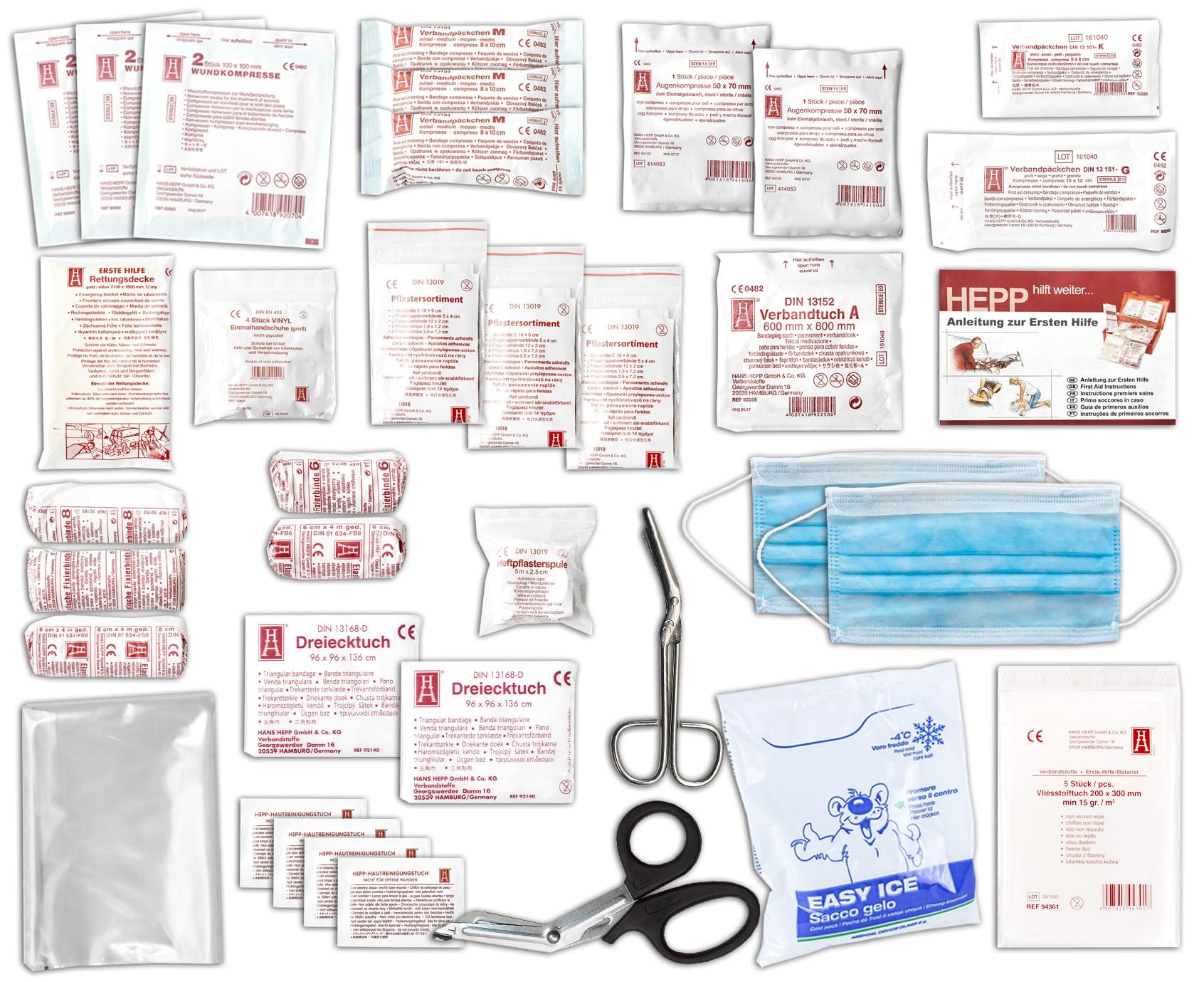 Erste-Hilfe-Koffer BG -Komplettpaket- für Gewerbe mit aktueller DIN/EN 13157 - Kleiner Betriebsverbandkasten von WM-Teamsport - inkl. Aushang & 1. Hilfe Aufklebern HE