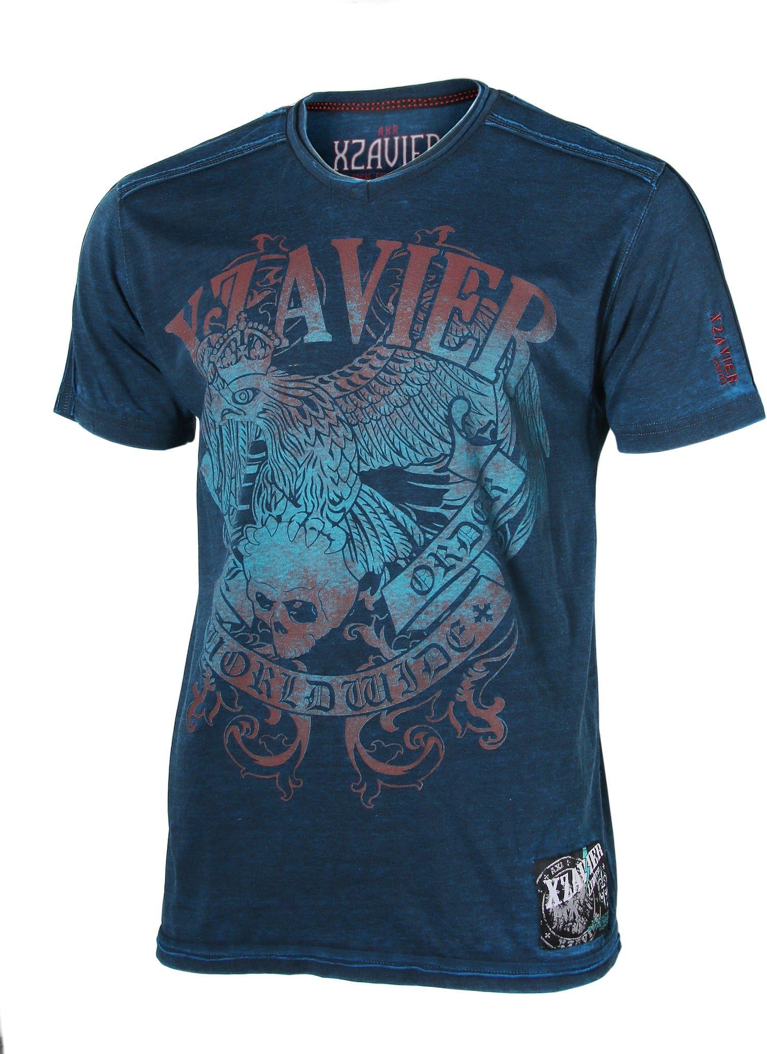 Xzavier Men's Cut Edge Vintage Burnout Acid Wash Wing Falcon Graphic Shirt
