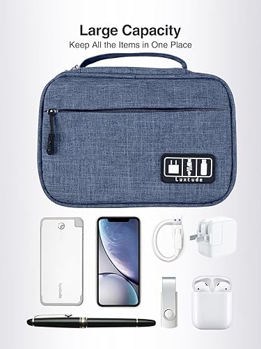 Miniatura 5 de Luxtude Estuche organizador de artículos electrónicos, organizador de tecnología pequeña, bolsa cargadora, bolsa de viaje para artículos