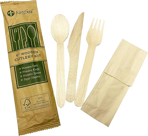 Vista 15 de KingSeal Cucharas desechables de madera de abedul, biodegradables y respetuosas con el medio ambiente, 6.25 pulgadas de longitud – 1 paquete de 100