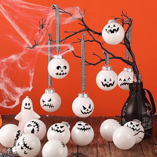 Miniatura 5 de 24 adornos de bola de Halloween para árbol, decoraciones de Halloween, adornos de pesadilla de Navidad, decoraciones de bola fantasma, decoración de