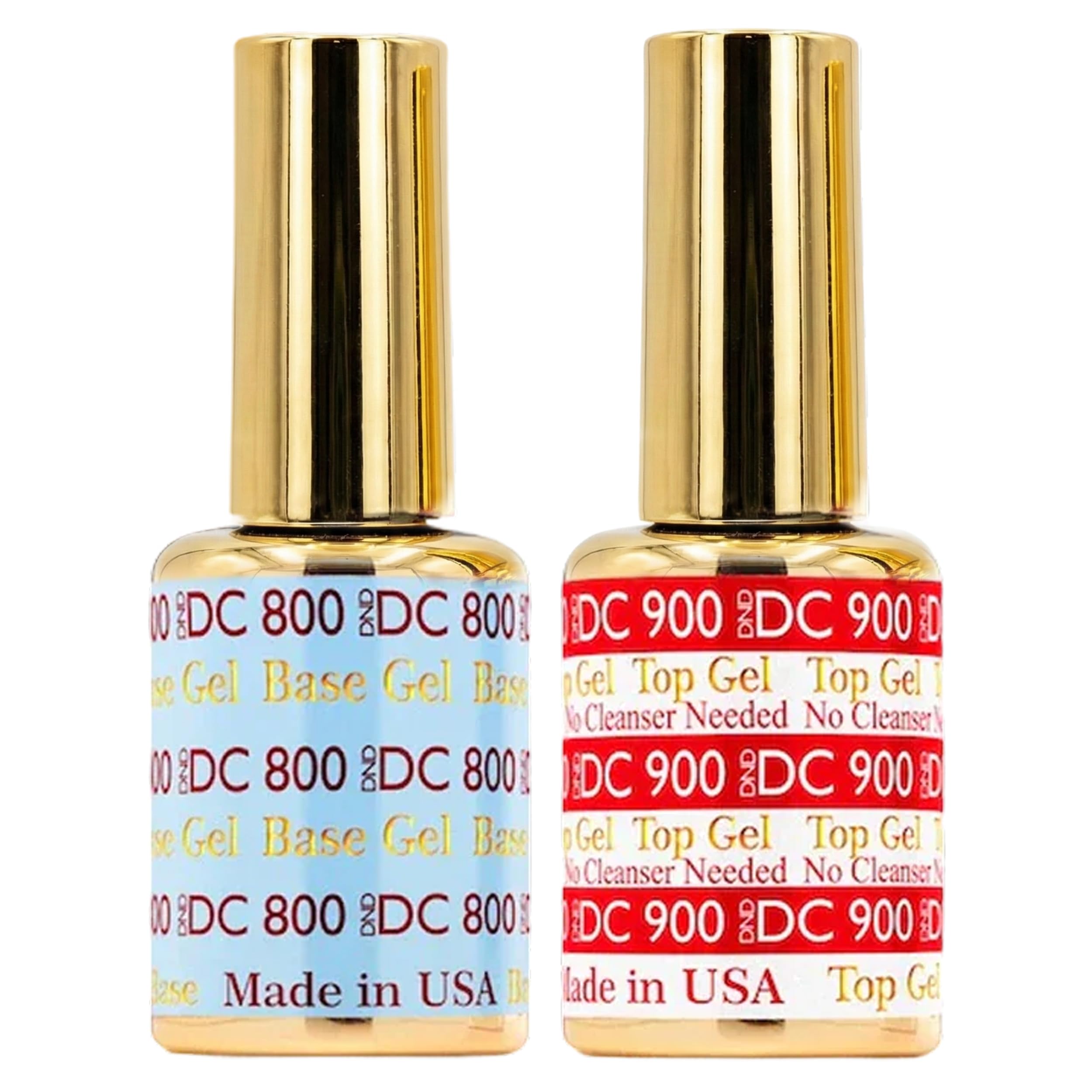 DND DC Base Gel and Top Gel Polish No Cleanse Set, UV/LED GelBase Polish 800 and No Cleanse Top Coat 900, Salon Professional Gel Polish Duo, 0.5 Fl Oz Each