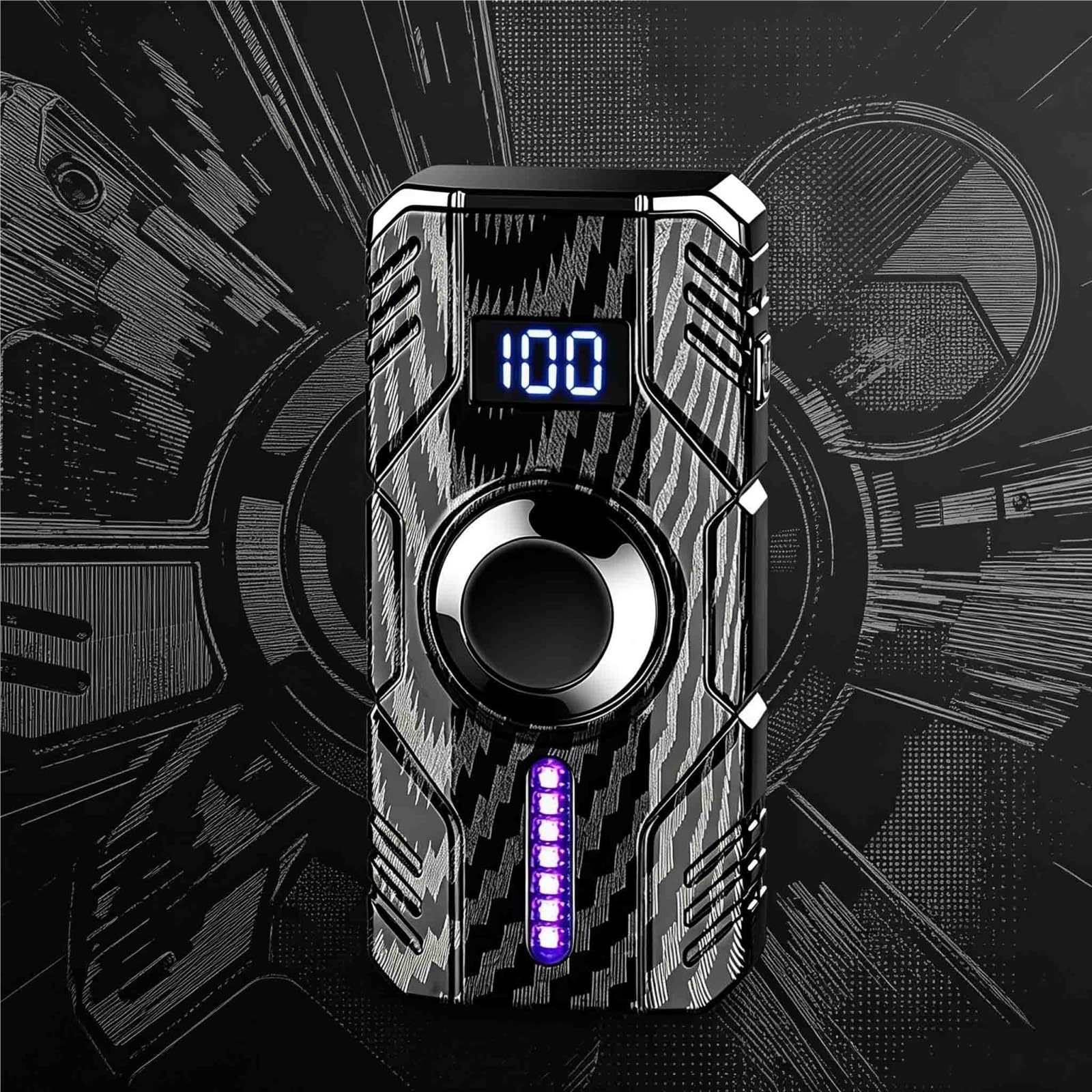 Briquet portable à jet de butane avec lumière LED et indicateur de niveau de gaz, cadeau rechargeable pour lui, parfait pour le camping, les barbecues et les activités de plein air