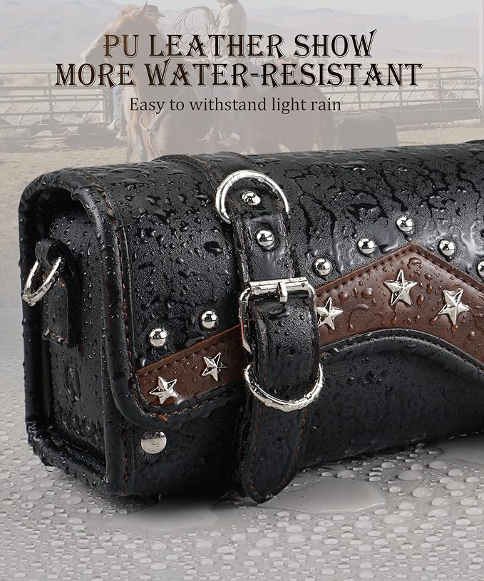 Bolsa NICECNC para horquilla de moto estilo vintage en cuero PU miniatura 5