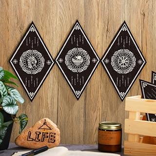 Nuenen 6 Pcs Nordic Vikings Wood Sign Celtic Drakkar Rune Wall Decor Scandinavian Boat Witchy Hanging Wooden Signs Mediaeval Wall Plaque for Holiday Kitchen Home Mythology Runes Artwork Pagan Gifts