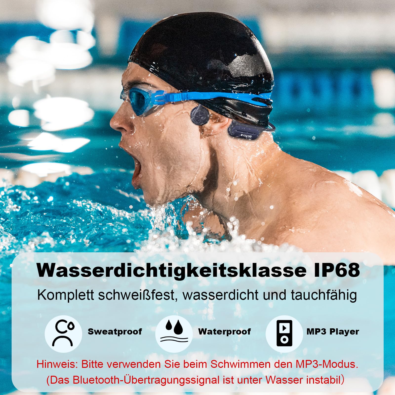 Voistek Bluetooth Ohrhörer - Waterfeste und Sportgerecht - Dettaglio