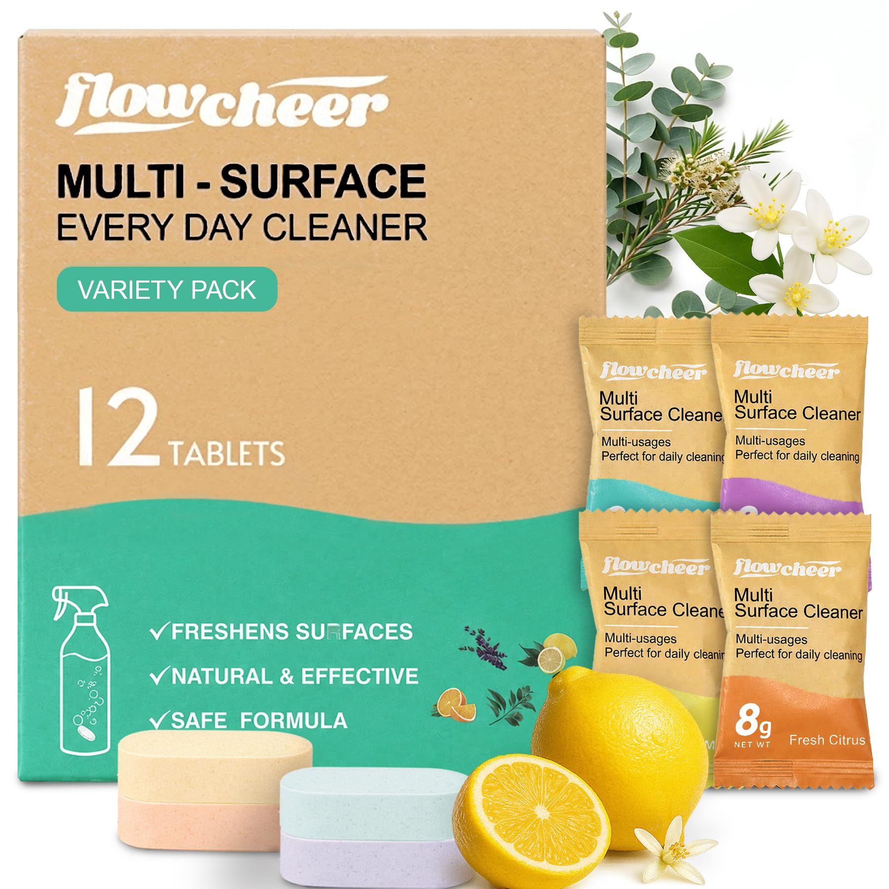 flowcheer Eco-friendly All-Purpose Cleaner Refills (Mixed12)