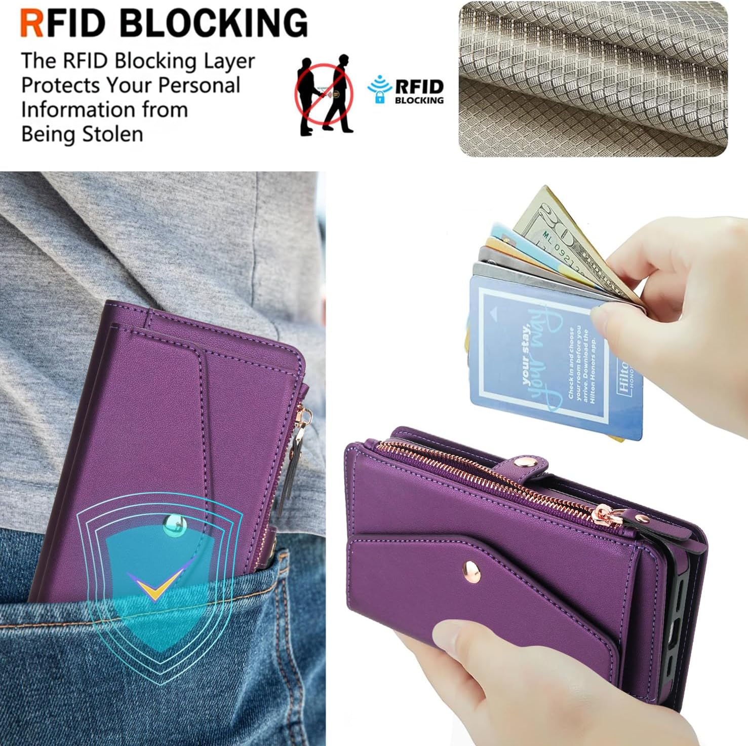 Phone Case for Samsung Galaxy S26 Plus S26+ 5G Wallet Cover Compatible with Magsafe RFID Screen Protector Crossbody Lanyard Strap Flip Card Holder Slot Zipper S 26 + 26+ S26Plus SM-S947U Dark Purple