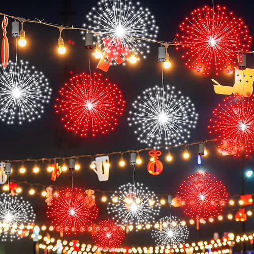 Tujoe 6 Pack Firework Lights 225 LED Copper Wire Battery