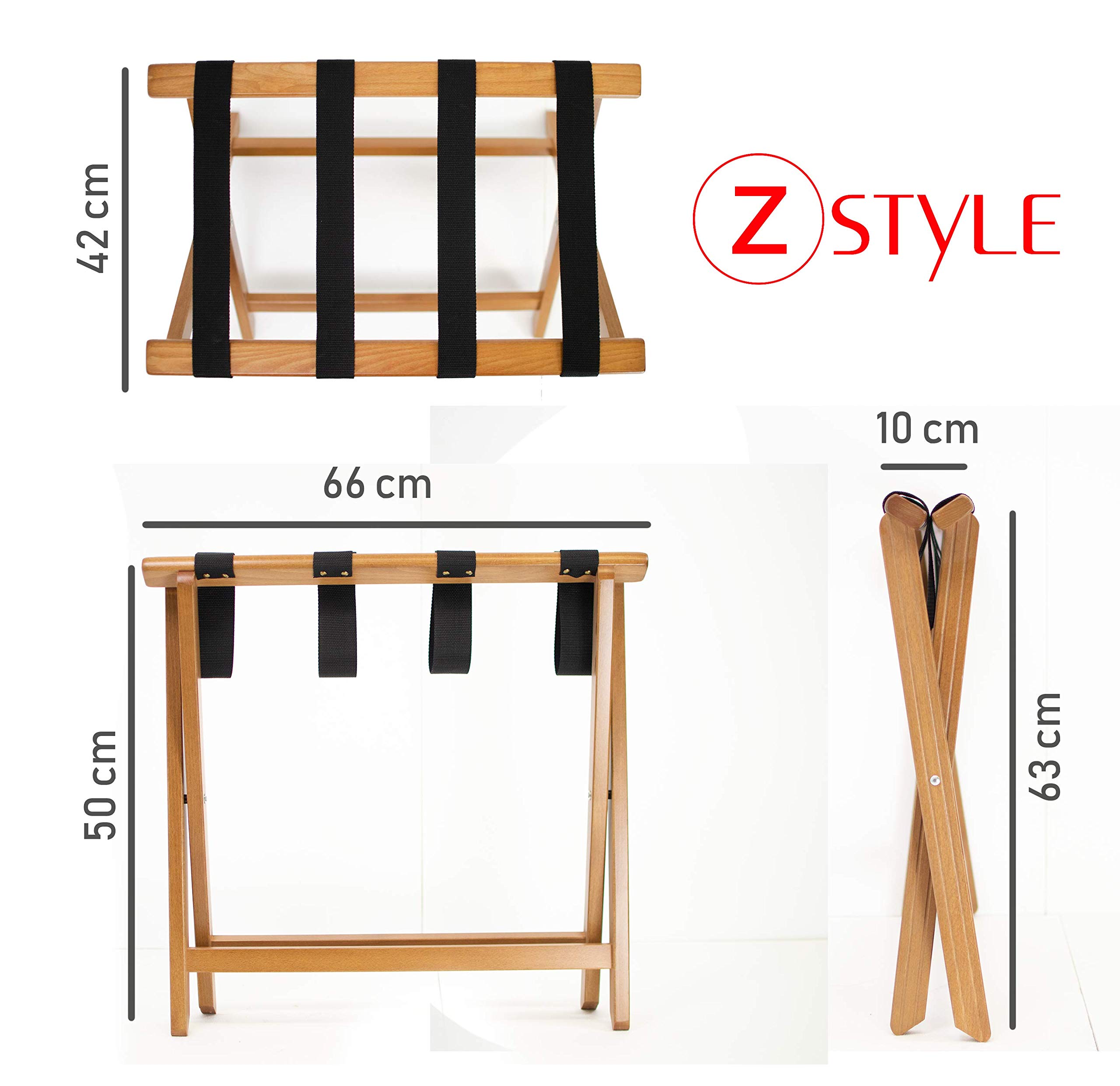 ZStyle Porta valigie Naturale portavaligia reggivaligie Legno Camera Letto arredo Design faggio B&B albergo Hotel
