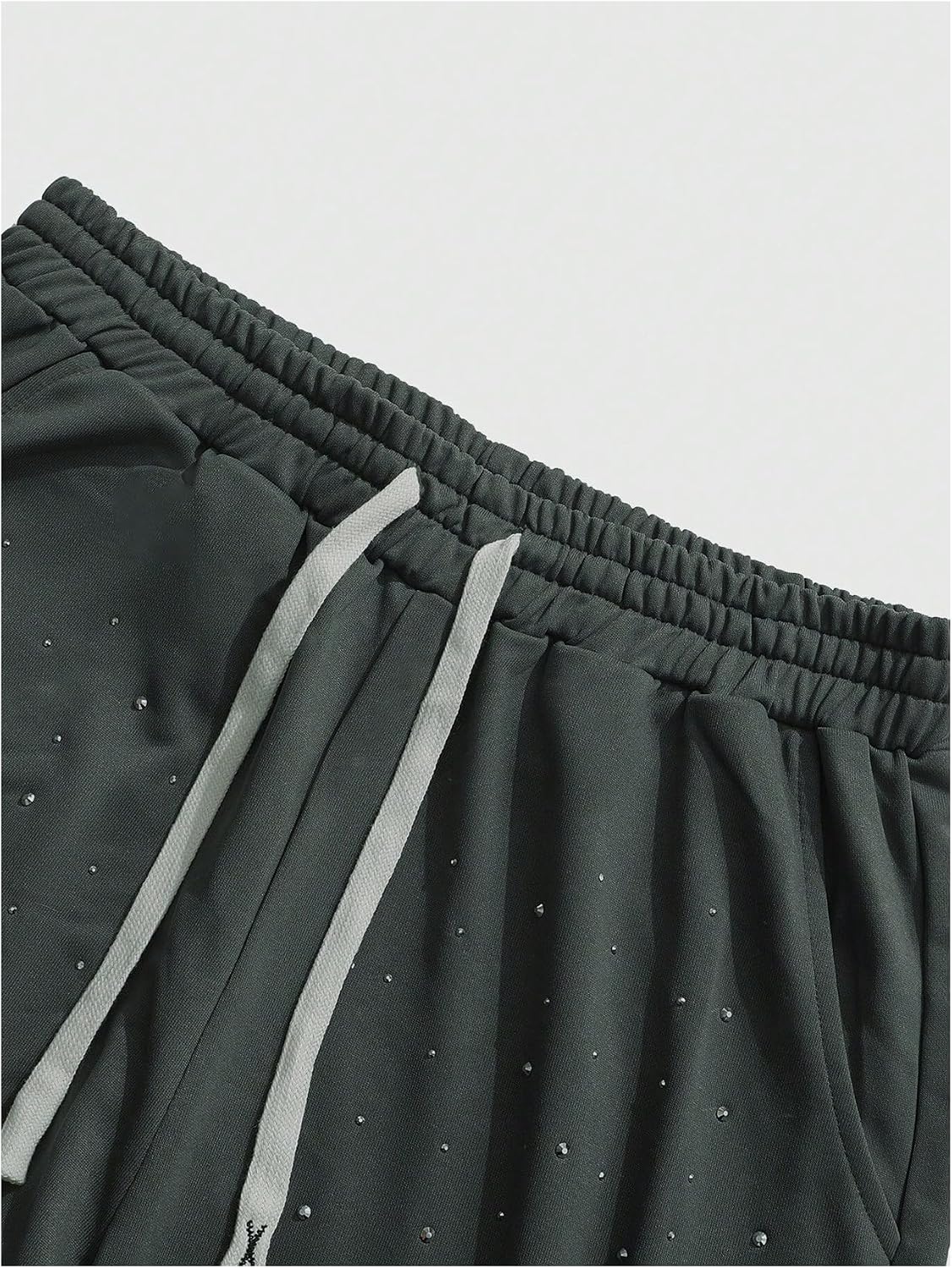 SOLY HUX Men's Baggy Sweatpants Y2k Sparkly Rhinestone Drawstring Elastic Waist Wide Leg Loose Pants Streetwear
