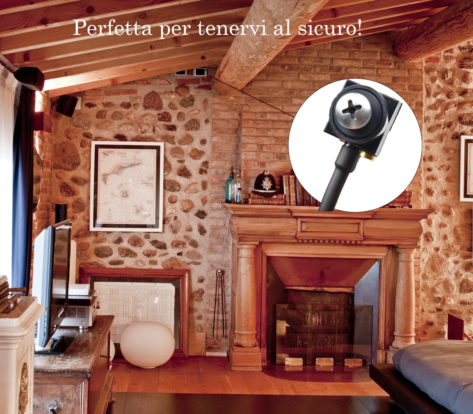 Mini Telecamera Spia Nascosta Spy Cam con Audio(Collegamento Via Cavo).Microspia Invisibile Può Essere Visualizzata Direttamente su Monitor, Incluso 1 Alimentatore 12V-1Ah - Per Interno - NO WIFI