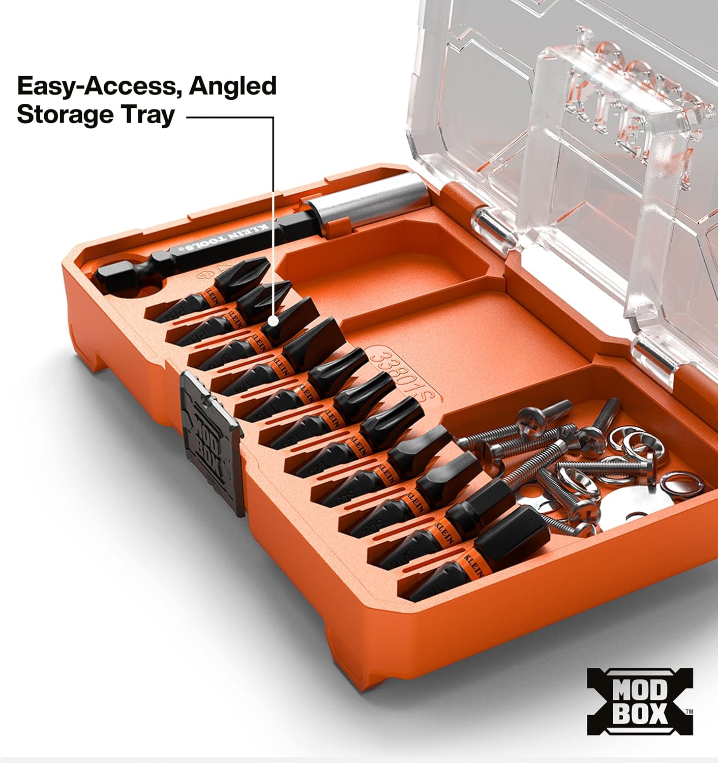 Klein Tools 80212 32-Piece Impact Bit Set, ProFlex Torsion Zone S2 Steel Bits, Includes PH2 and T25, Slim MODbox Compatible Case