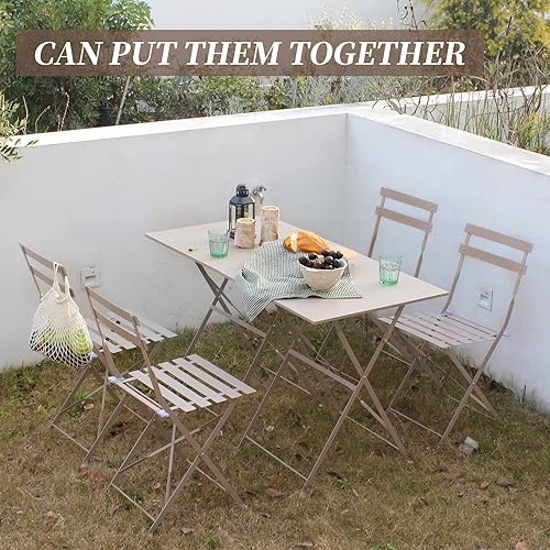 Miniatura 2 de Juego de 3 piezas de muebles plegables de patio para exteriores, 1 mesa de patio plegable y 2 sillas para interiores y exteriores para patio,