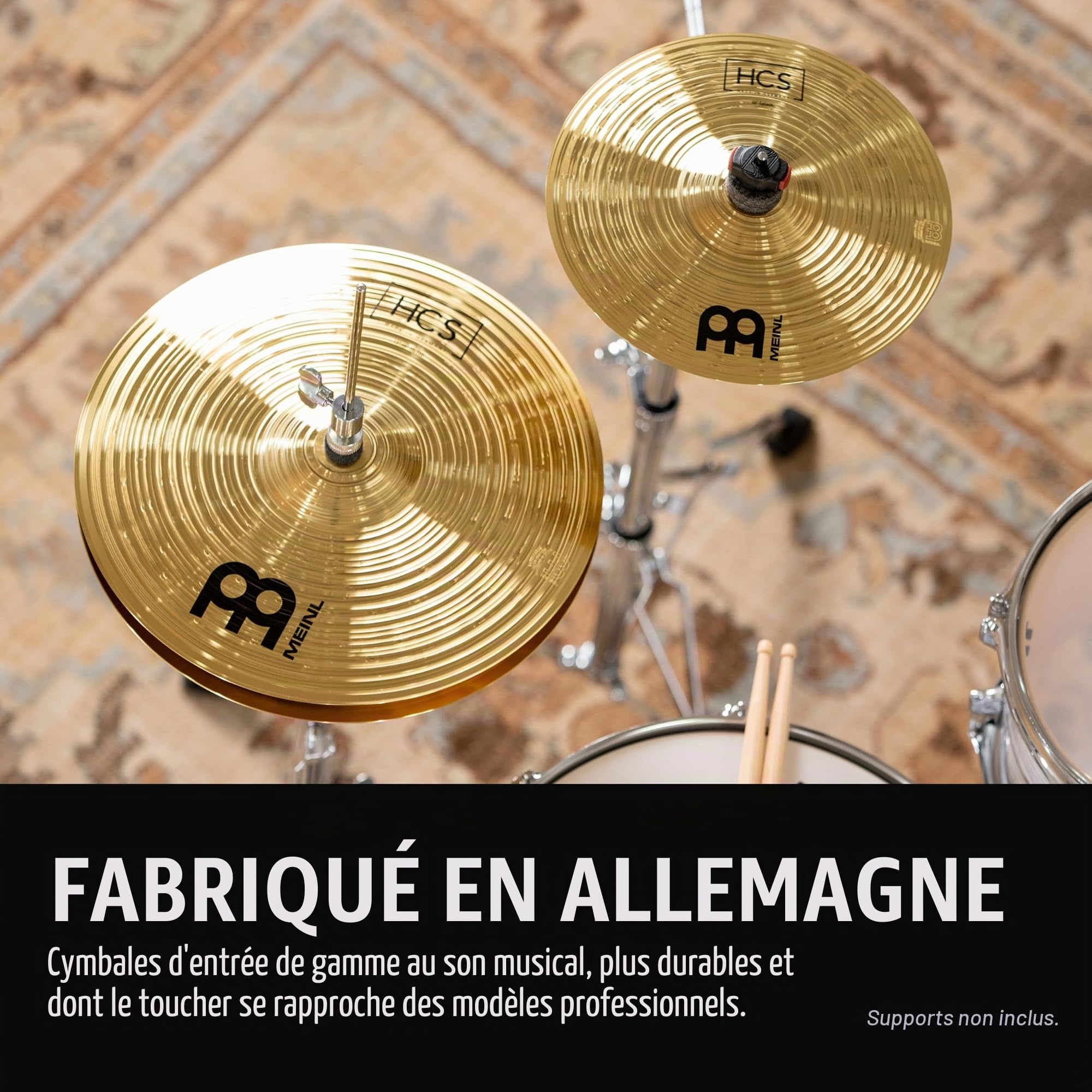 Meinl Cymbals HCS1314+10S Headliner Set de cymbales comprenant 1 hihat de 33 cm (13") 1 crash de 35,6 cm (14") 1 splash de 25,4 cm (10") + paire de baguettes Promark TX5AW