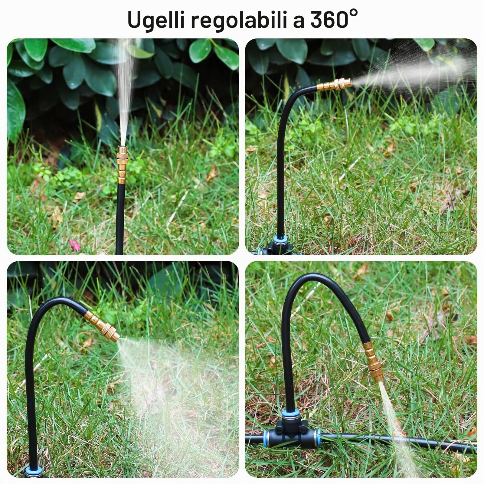Mixc Sistema di irrigazione a goccia da 30,6 m, kit di irrigazione da giardino con 16 ugelli regolabili in rame, sistema di irrigazione atomizzante automatico per piante da esterno, aiuole rialzate