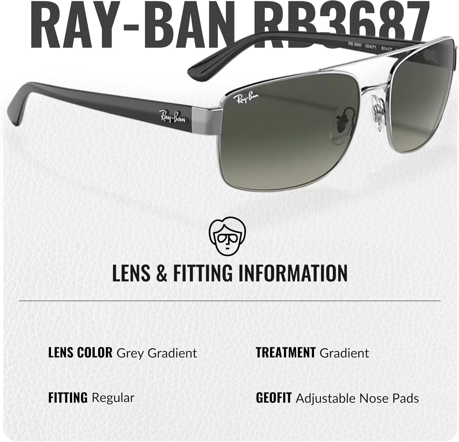 Ray-Ban RB3687 Square-Round Shaped Sunglasses for Men & Women with Official RAYBAN Eyewear Kit