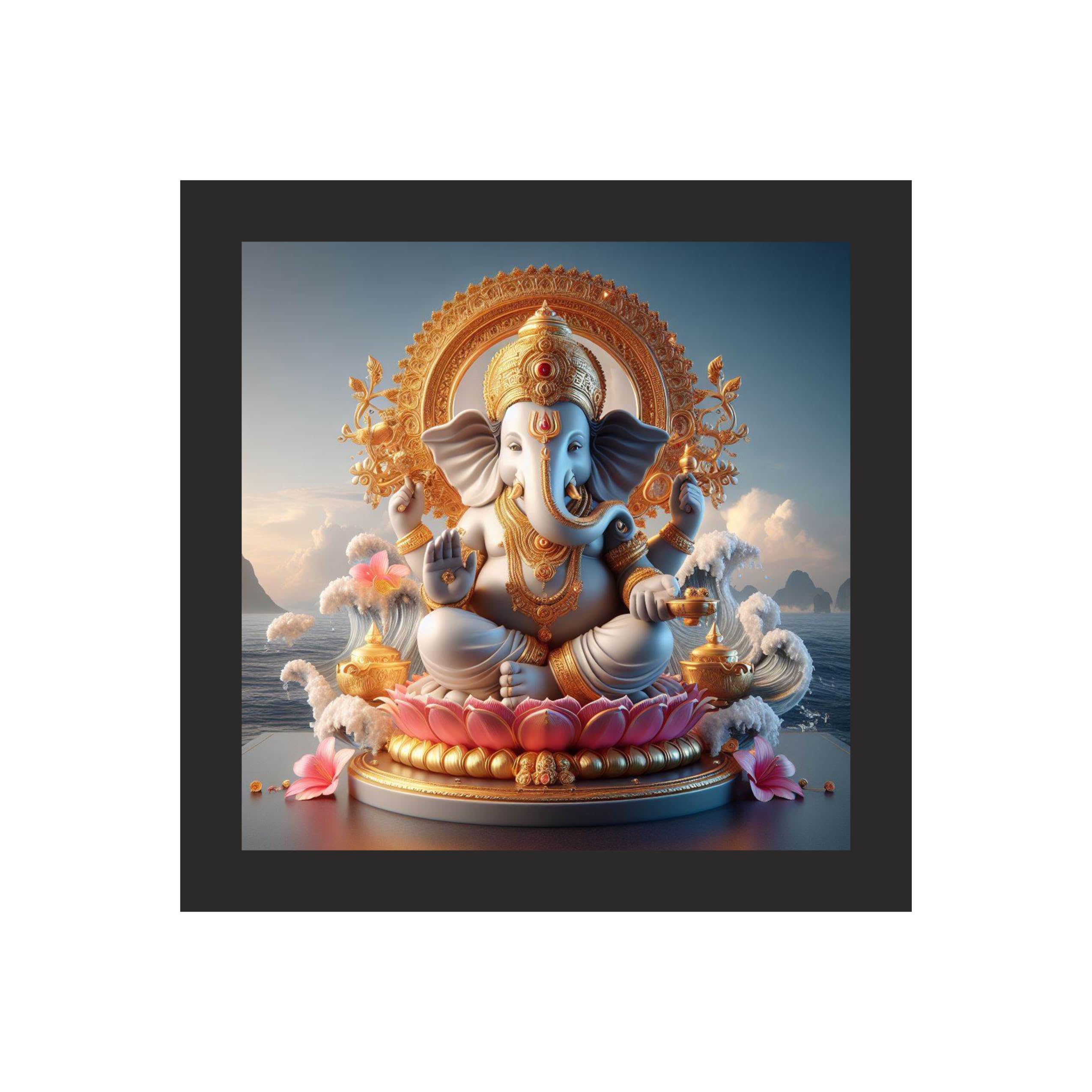 Majestic Ganesha on Throne: 12x12 Square