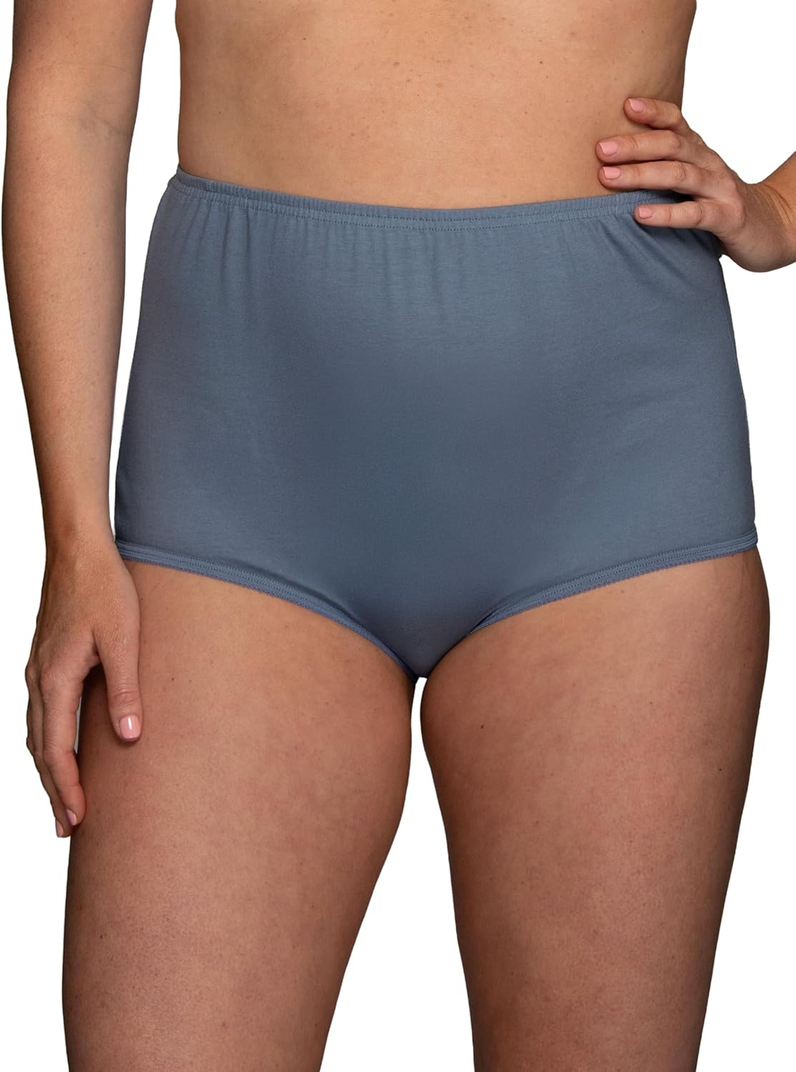 Vanity Fair Women's High Waisted Underwear, Full Coverage Ladies Panties, Perfectly Yours Briefs, Cotton - Steele Blue/Cashmere/Glacier White, 7 - Image 2