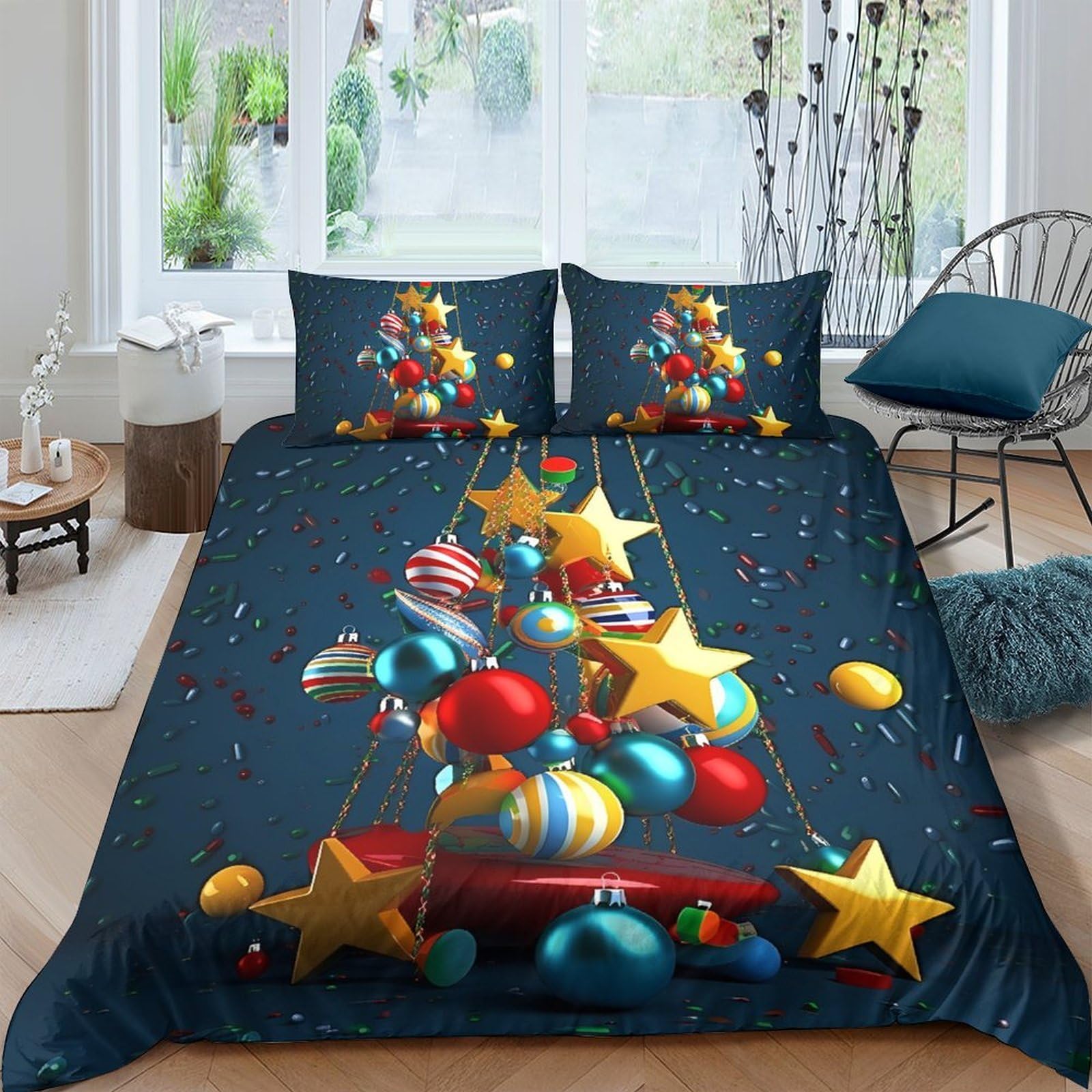 Ctjqhvkz Style-6 3D Printed Festive Balloon Fitted Sheet Microfiber Decorative Star Bed Cover For Bedroom Guest Room Dorm Mattress Protection Single（135X200cm）