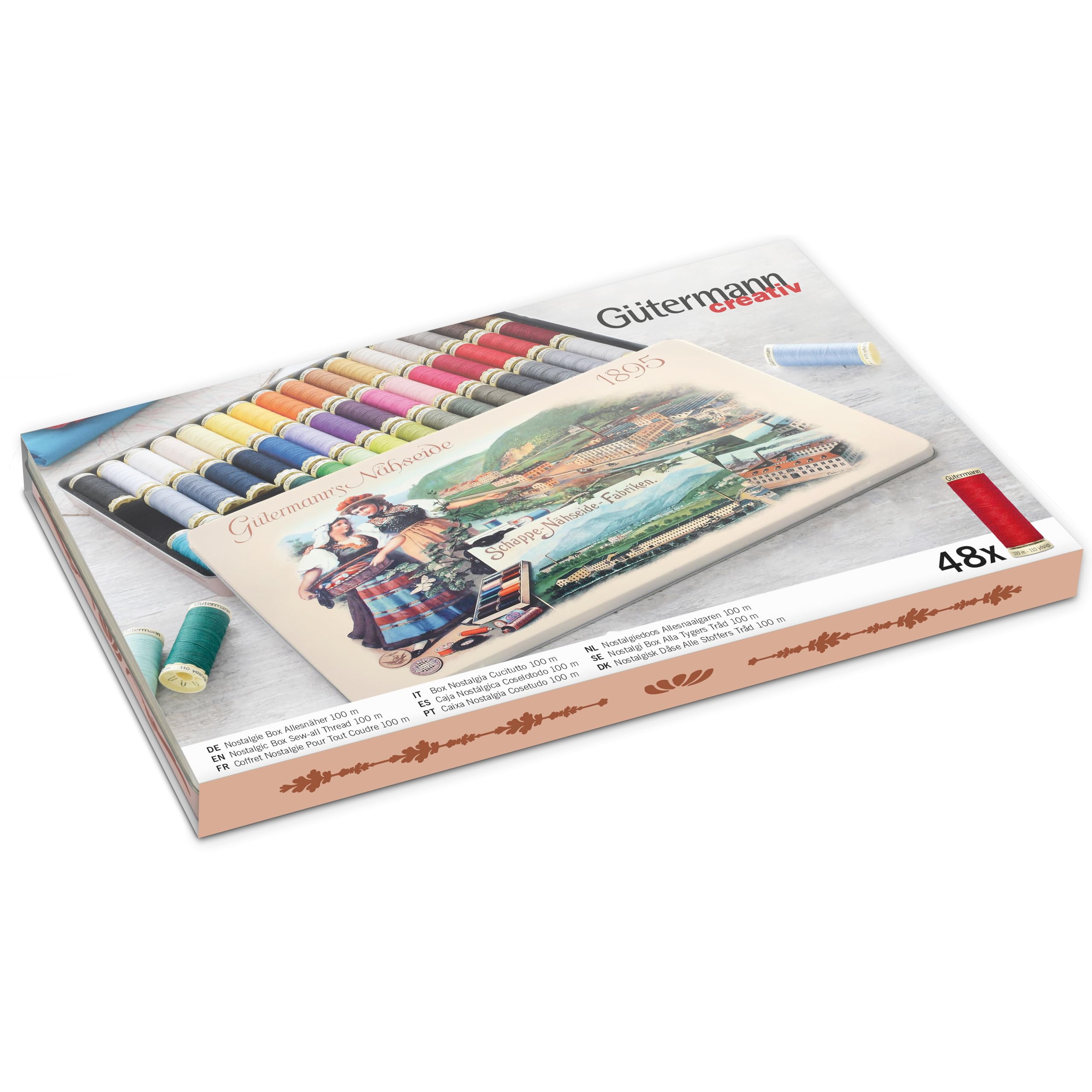Gütermann Sew-All Thread Storage Tin - 48x100m Assorted Shades