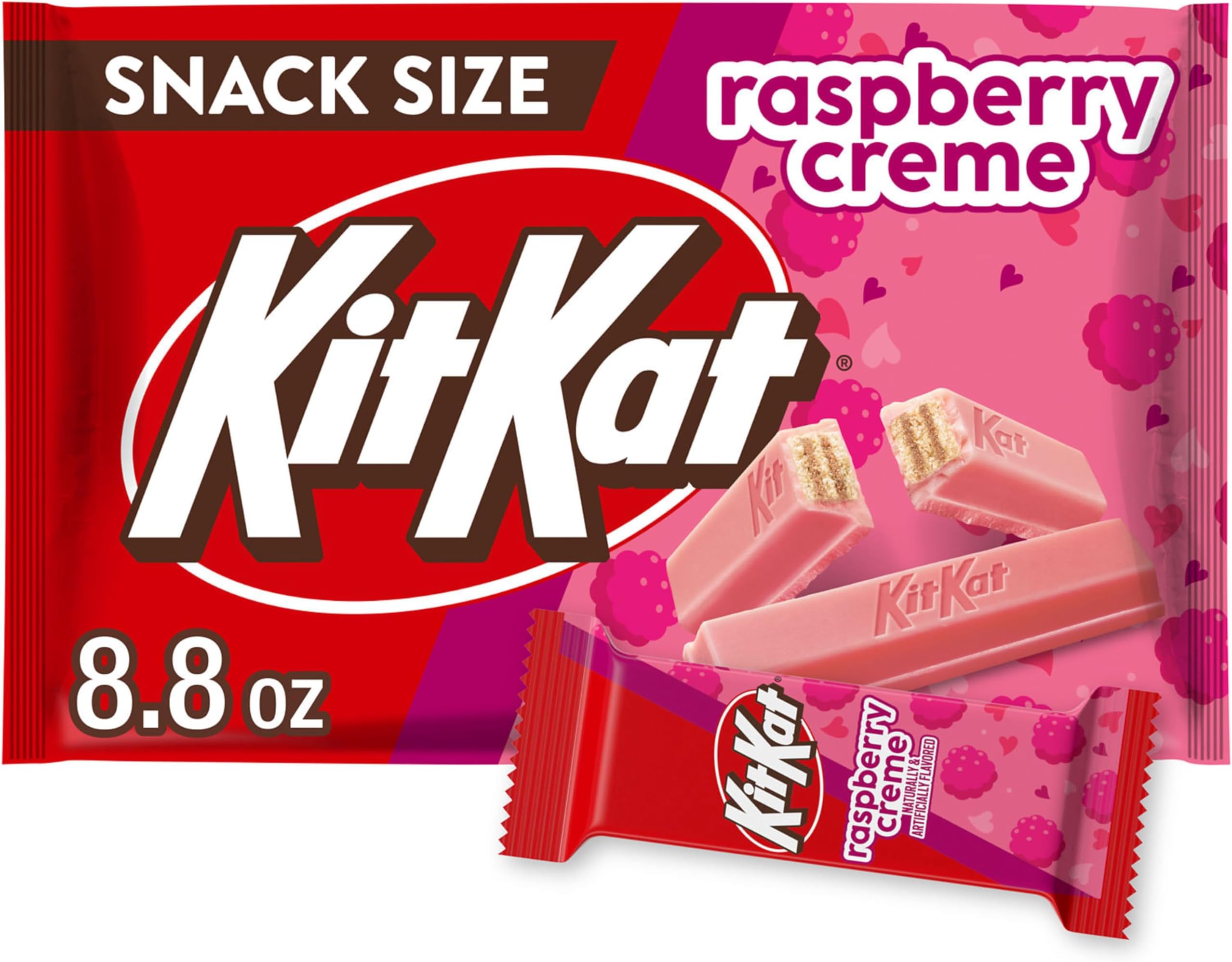 Raspberry Flavored Creme Wafer Snack Size, Valentine's Candy Bag, 8.8 oz