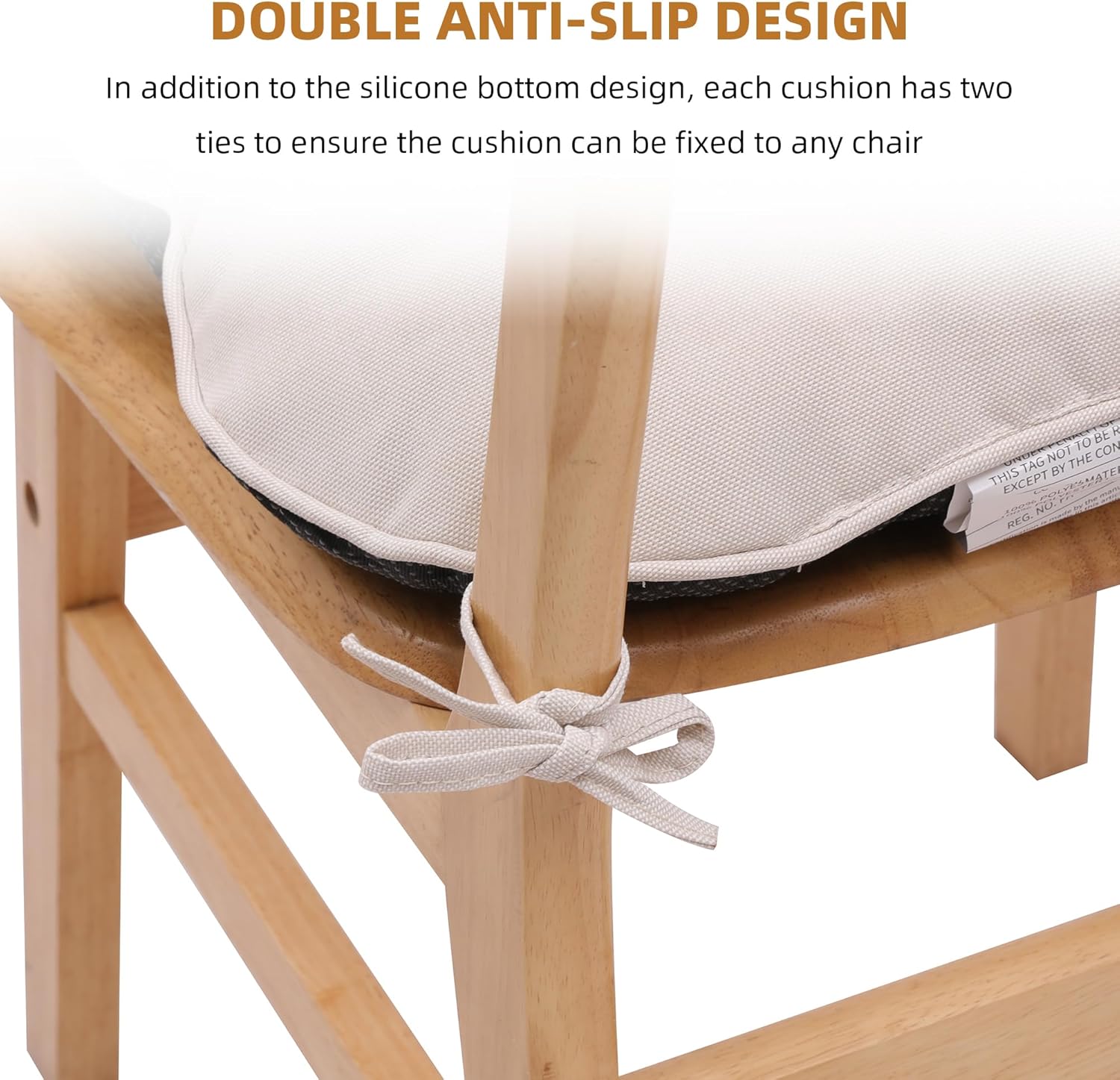 RACE LEAF Chair Cushions for Dining Chairs 2 Pack, Memory Foam Kitchen Chair Pads with Ties and Non-Slip Backing, Indoor Seat Cushions Tufted 15.5" X 15.5" Beige