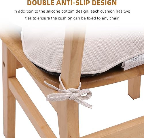 Miniatura 4 de RACE LEAF Cojines para sillas de comedor, paquete de 4 unidades, almohadillas de espuma viscoelástica para sillas de cocina con lazos y respaldo