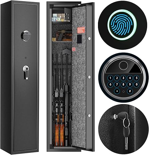 CINCOGOD US Stock - Caja fuerte para rifle grande, acceso rápido, 5 cajas fuertes para armas con contraseña de pistola, modo silencioso, altura