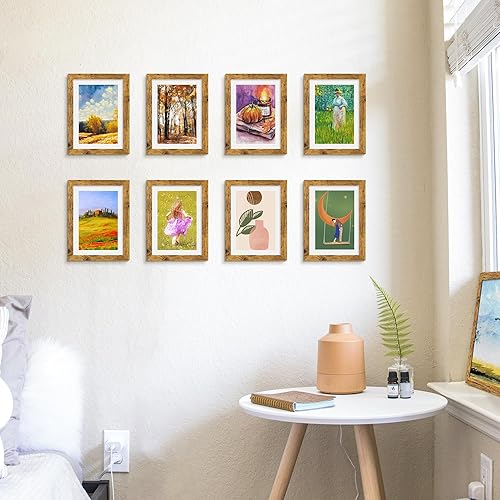 Vista 69 de Picrit Juego de 7 portarretratos de 5 x 7 pulgadas, para exhibición de 5 x 7 con paspartú o de 4 x 6 sin paspartú, marcos de fotos para montaje