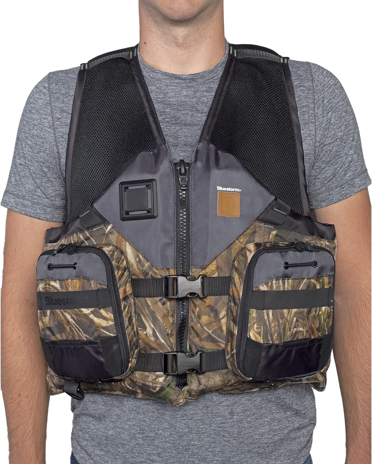 BLUESTORM Sportsman Life Jacket PFD - US Coast Guard (USCG) Approved Type 3 Life Vest Preserver for Fishing, Kayaking, & More