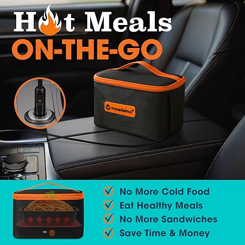 Miniatura 5 de TRAVELISIMO Portable Microwave, Portable Food Warmer For Work & Home Use, Heated Lunch Box 12V/24V/110V, Portable Oven 3-in-1 Food Heater, Electric